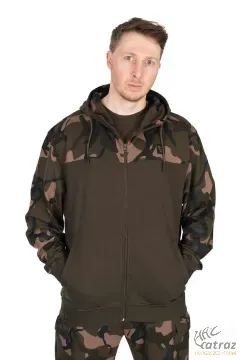 Fox Terepmintás Horgász Pulóver Méret: 2XL - Fox LW Khaki/Camou Split Zip Hoody