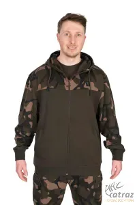 Fox Terepmintás Horgász Pulóver Méret: 2XL - Fox LW Khaki/Camou Split Zip Hoody