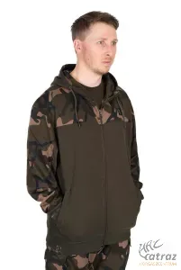 Fox Terepmintás Horgász Pulóver Méret: 2XL - Fox LW Khaki/Camou Split Zip Hoody