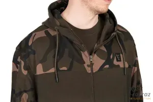 Fox Terepmintás Horgász Pulóver Méret: 2XL - Fox LW Khaki/Camou Split Zip Hoody