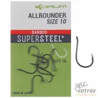 Korum Supersteel Allrounder Barbed Méret:10 - Korum Pontyozó Horog