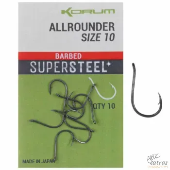 Korum Supersteel Allrounder Barbed Méret:10 - Korum Pontyozó Horog