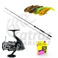 Parti Csukázó Pergető Szett - Pergető Bot + Daiwa Crossfire Pergető Orsó 4000 + Sufix Fonott Zsinór + Savage Gear Gumihalak
