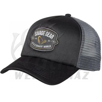 Savage Gear Badge Trucker Cap Black - Savage Gear Baseball Sapka Fekete