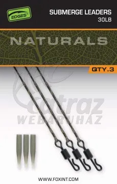 Fox Edges Naturals 50lb Leadcore Lead Clip Leader 3x Pontyozó Szerelék