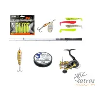 Daiwa Gumihalas Pergető Szett - Daiwa Pergető Bot + Daiwa Pergető Orsó + StrikeKing Támolygó + Nevis Gumihalak + Nevis Körforgó