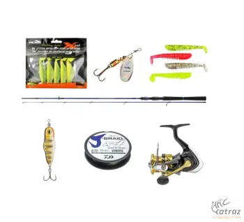 Daiwa Gumihalas Pergető Szett - Daiwa Pergető Bot + Daiwa Pergető Orsó + StrikeKing Támolygó + Nevis Gumihalak + Nevis Körforgó