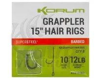 Korum Grappler 10 Barbed - Előkötött Horog 38cm