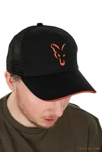 Fox Fekete Narancs Hálós Baseball Sapka - Fox Collection Trucker Baseball Cap Black & Orange