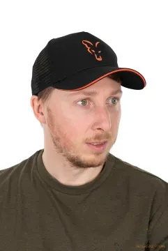 Fox Fekete Narancs Hálós Baseball Sapka - Fox Collection Trucker Baseball Cap Black & Orange