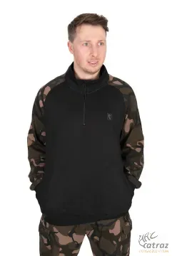 Fox Cipzáras Horgász Pulóver Méret: 3XL - Fox LW Black/Camo qtr ZiP