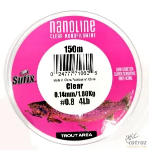 Sufix Nanoline Clear 150m 0,18mm - Sufix Nanoline Pisztrángozó Pergető Zsinór