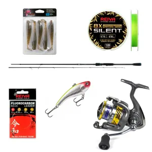 Rapala Wobbleres Pergető Szett - Salmo Bot + Daiwa Orsó + Rapala Csali + Fonott Zsinór + Fluorocarbon Zsinór