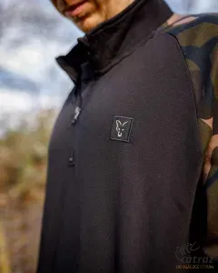 Fox Cipzáras Horgász Pulóver Méret: L - Fox LW Black/Camo qtr ZiP