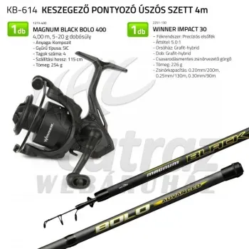 Keszegező Pontyozó Úszós Szett 4 Méter – Black Magnum Bot + Winner Orsó