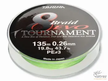 Zsinór Daiwa Tournament 8 Braid Evo 300m Chartreuse 0,12mm