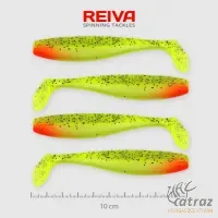 Reiva Flat Minnow Shad Zöld-Piros Fej Flitter Gumihal - Reiva Műcsali 10 cm 4 db/csomag