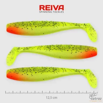 Reiva Flat Minnow Shad Zöld-Piros Fej Flitter Gumihal - Reiva Műcsali 12,5 cm 3 db/csomag