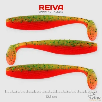 Reiva Flat Minnow Shad Sárga-Narancs-Flitter Gumihal - Reiva Műcsali 12,5 cm 3 db/csomag