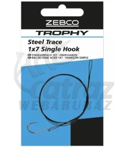 Zebco Trophy Steel Trace 1x7 Single Hook - Előkötött Drótelőke Egyágú Horoggal 60cm 9kg