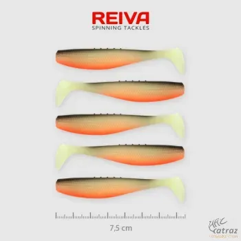 Reiva Flat Minnow Shad Fehér-Fekete-Piros Gumihal - Reiva Műcsali 7,5 cm 5 db/csomag
