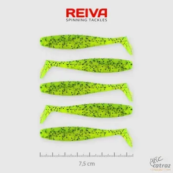 Reiva Flat Minnow Shad Zöld-Flitter Gumihal - Reiva Műcsali 7,5 cm 5 db/csomag