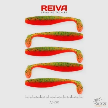 Reiva Flat Minnow Shad Sárga-Narancs-Flitter Gumihal - Reiva Műcsali 7,5 cm 5 db/csomag