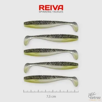 Reiva Flat Minnow Shad Fekete-Ezüst-Flitter Gumihal - Reiva Műcsali 7,5 cm 5 db/csomag