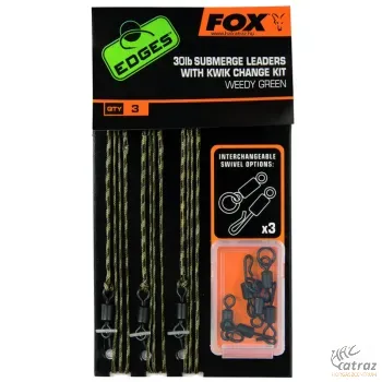 Fox Bojlis Végszerelék - Fox Submerge Leaders With Kwick Change Kit - Weedy Green