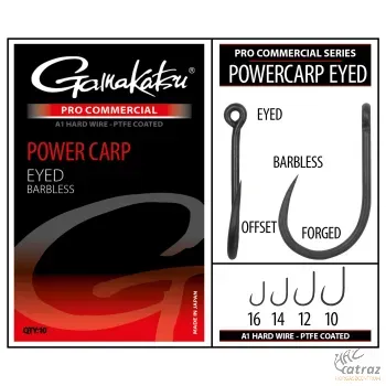 Gamakatsu Powercarp Eyed A1 PTFE Barbless Méret: 12 - Gamakatsu Szakáll Nélküli Feeder Horog