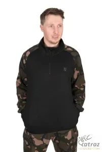 Fox Camo Kapucnis Pulóver Méret: 2XL - Fox LW Black/Camou Split Zip Hoody