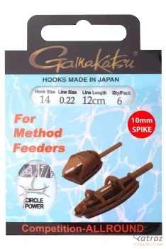 Gamakatsu Method Feeder Spike Méret: 8 - Gamakatsu Előkötött Method Horog Csalitüskével