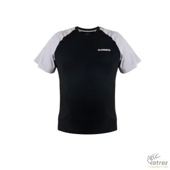 Shimano Short Sleeve T-Shirt Black Méret: XL - Shimano Fekete-Szürke Horgász Póló