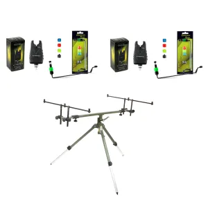 Extreme Rod Pod Szett - Carp Academy Extreme Rod Pod + V-Head Elektromos Kapásjelző + Thunder FX Swinger