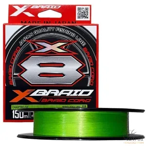 YGK X-Braid Cord X8 150m 0,330mm PE: 4,0 Chartreuse - YGK Fonott Pergető Zsinór
