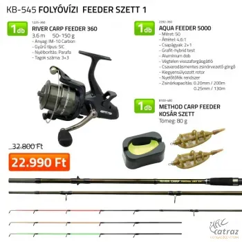 Folyóvízi Feeder Szett - Aqua Feeder 5000 + River Carp Feeder 360 + Method Carp Feeder Kosár Szett