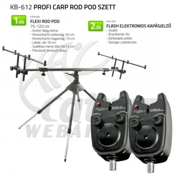 Profi Carp Rod Pod Szett – Bottartó Állvány és Carp Academy Flash Elektromos Kapásjelzők