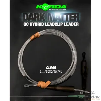 Korda Áttetsző Gubancgátló Gyorskapcsos Ólomklipsz - Korda Dark Matter Leader 100 cm QC Hybrid Clip Clear