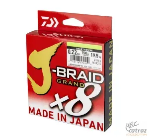 Daiwa J-Braid X8 Grand Chartreuse Fonott Pergető Zsinór - 135 méter 0,13 mm