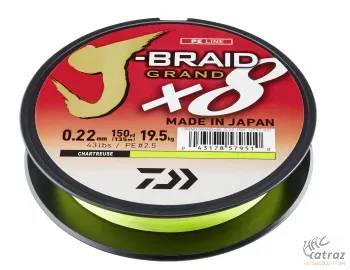 Daiwa J-Braid X8 Grand Chartreuse Fonott Pergető Zsinór - 135 méter 0,18 mm