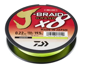 Daiwa J-Braid X8 Grand Chartreuse Fonott Pergető Zsinór - 135 méter 0,22 mm