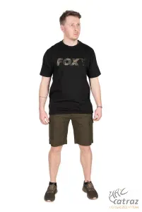 Fox Fekete Camo Horgász Póló Méret: L - Fox Black/Camou Logo T-Shirt