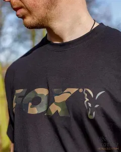 Fox Fekete Camo Horgász Póló Méret: L - Fox Black/Camou Logo T-Shirt