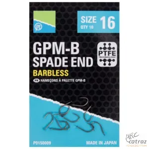 Preston GPM-B Spade End Barbless Méret: 16 - Preston Innovations Szakállnélküli Feeder Horog