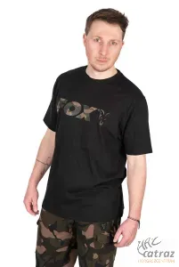 Fox Fekete Camo Horgász Póló Méret: 3XL - Fox Black/Camou Logo T-Shirt