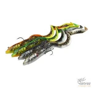 Savage Gear Plasztik Csali 4D Real Eel - Süllyedő Angolna Gumihal 20 cm 38 gramm Black Green Pearl