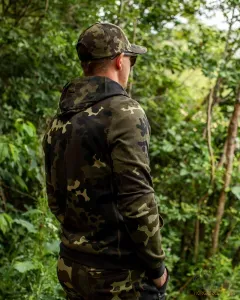 Korda Kapucnis Horgász Pulóver Méret: 2XL - Korda Zip Hoodie Dark Kamo