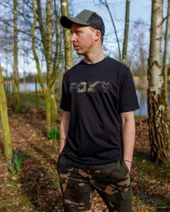 Fox Fekete Camo Horgász Póló Méret: 3XL - Fox Black/Camou Logo T-Shirt