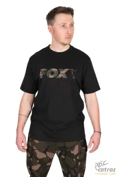 Fox Fekete Camo Horgász Póló Méret: M - Fox Black/Camou Logo T-Shirt