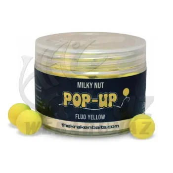 The Kraken Baits Milky Nut Fluo Yellow Pop-up 12mm - Kraken Pop-Up Csali